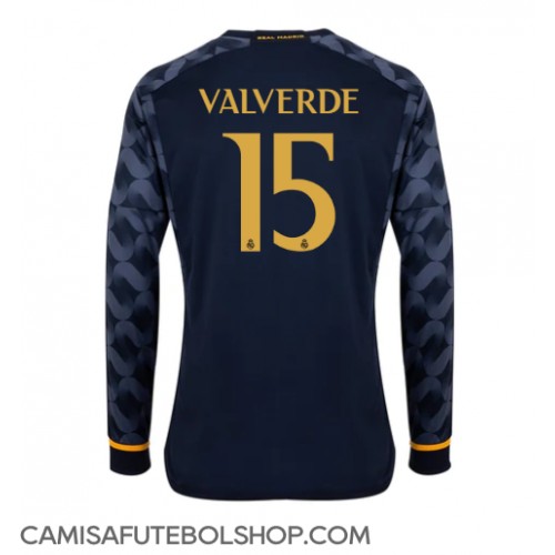 Camisa de time de futebol Real Madrid Federico Valverde #15 Replicas 2º Equipamento 2023-24 Manga Comprida